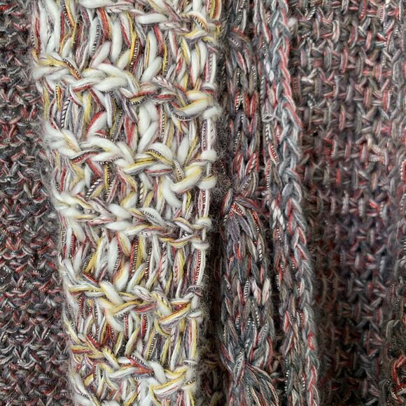 Anthropologie Moth Cardigan Sweater S Gray Tan Red Shimmer Knit Open Front Boho - Picture 6 of 10
